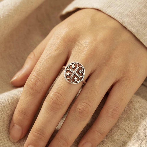 Handcrafted in Peru: 950 Fine Sterling Silver, 4-Leaf Clover Ring, Peruvian Jewelry