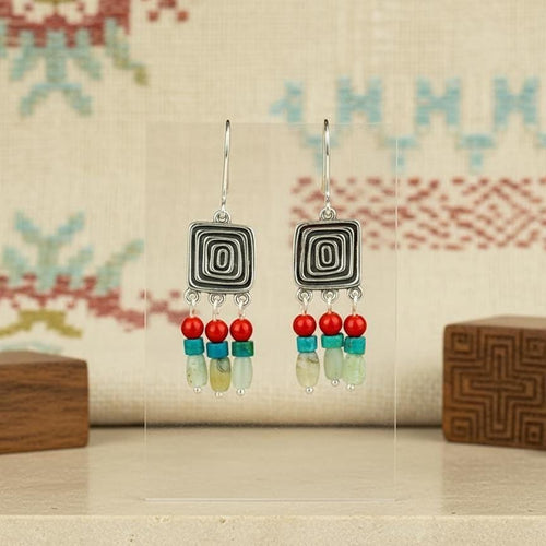 Handcrafted in Peru - 950 Fine Sterling Silver, Chrysocolla, Coral and Andean Opal