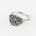 Handcrafted in Peru: 950 Fine Sterling Silver Leaf Ring, Peruvian Artisan Jewelry
