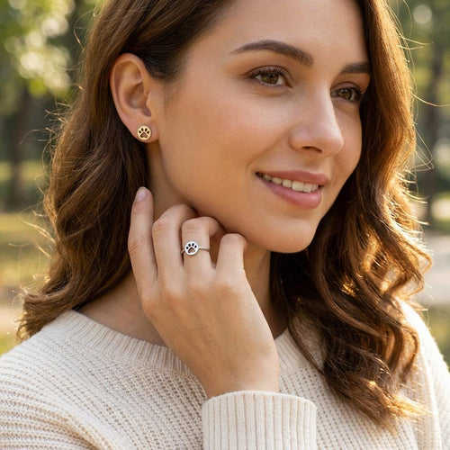 Handcrafted in Peru: 950 Fine Sterling Silver Paw Print Ring. Animal Lover Jewelry