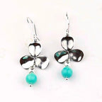 Handcrafted in Peru, 950 Fine Silver & Amazonite Floral Drop Earrings (4.10 g, 5.0 cm)