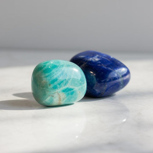 Handcrafted in Peru, 950 Fine Silver, Amazonite & Sodalite Dangle Earrings (6.20gr 4.5 cm)