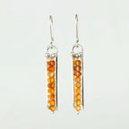 Handcrafted in Peru - 950 Fine Sterling Silver & Carnelian Stone, Dangle Earrings