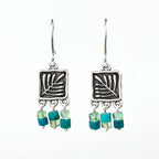 Handcrafted in Peru - 950 Fine Sterling Silver, Chrysocolla and Peruvian Andean Opal, Dangle Earrings