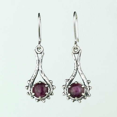 Handcrafted in Peru, 950 Fine Silver & Purple Spondylus Dangle earrings