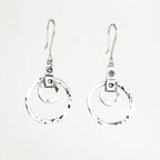 Handcrafted in Peru, 950 Fine Silver,  Double Circular Drops Earrings (4.20 gr 4.50 cm)