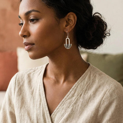 950 Fine Sterling Silver, Handcrafted Dangle Earrings: Oxidized Peruvian Jewelry