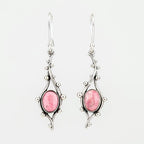 Handcrafted in Peru - 950 Fine Silver Dangle Earrings with Rhodonite