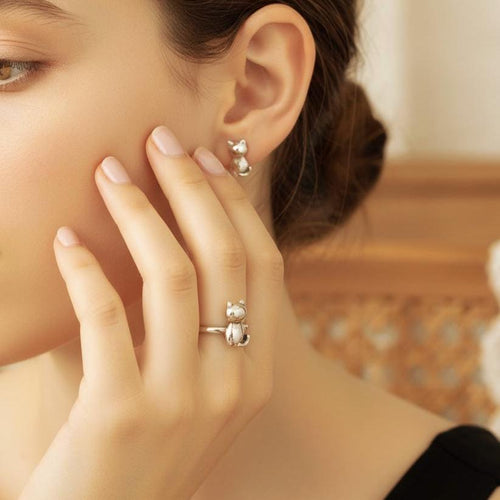 Handcrafted in Peru: 950 Fine Silver, Cat Earrings, Peruvian Artisan Jewelry