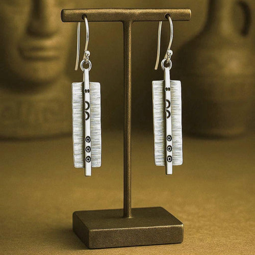 Handcrafted in Peru - 950 Fine Sterling Silver, Dangle Earrings: Oxidized Jewelry