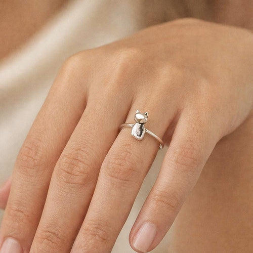 Handcrafted in Peru: 950 Fine Sterling Silver Cat Ring, Peruvian Artisan Jewelry
