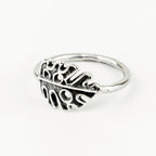 Handcrafted in Peru: 950 Fine Sterling Silver Geometric Leaf Ring, Peruvian Jewelry