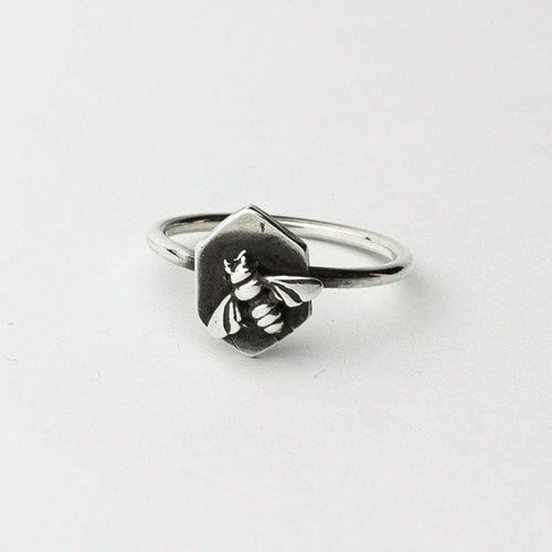Handcrafted in Peru: 950 Fine Sterling Silver Bee Honeycomb Ring, Peruvian Artisan Jewelry