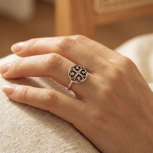 Handcrafted in Peru: 950 Fine Sterling Silver, 4-Leaf Clover Ring, Peruvian Jewelry