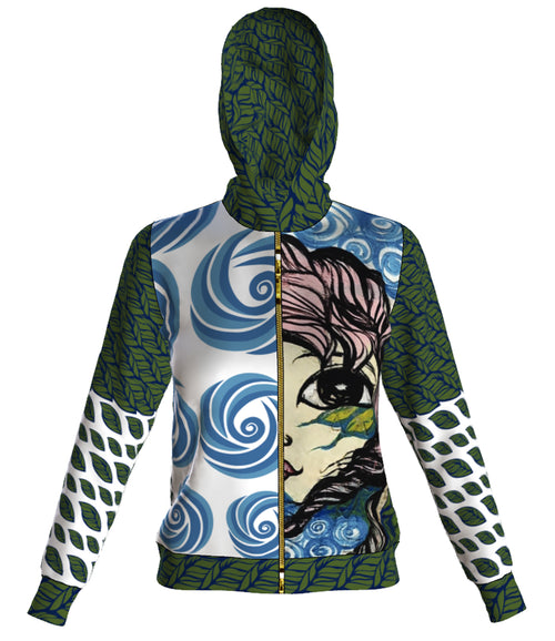 Front of Enchanted Forest Hooded Graphic Jacket made in Peru | Peruvian Graphic Jacket