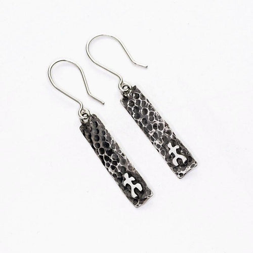 950 Fine Silver Oxidized Dangle Earrings, Handcrafted in Peru