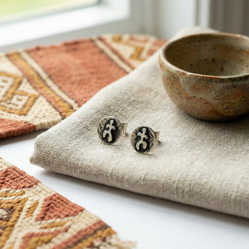 950 Fine Sterling Silver, Handcrafted Earrings: Peruvian Oxidized Jewelry
