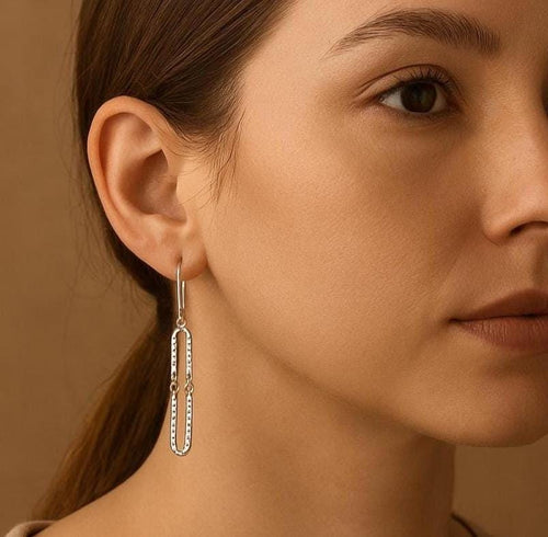 Handcrafted in Peru, 950 Fine Silver, Long Dangle Earrings (5.30 gr, 6.0 cm)