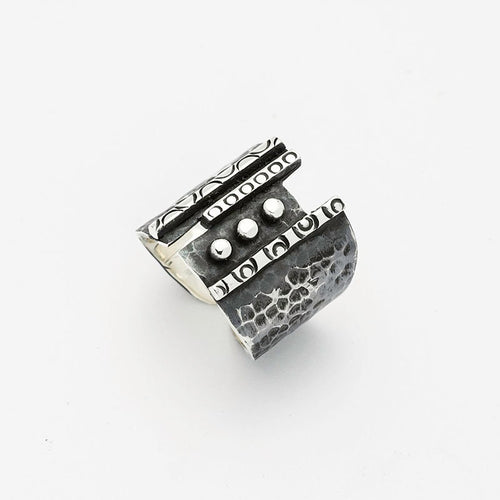 Handcrafted in Peru - 950 Fine Sterling Silver Wide Band Ring