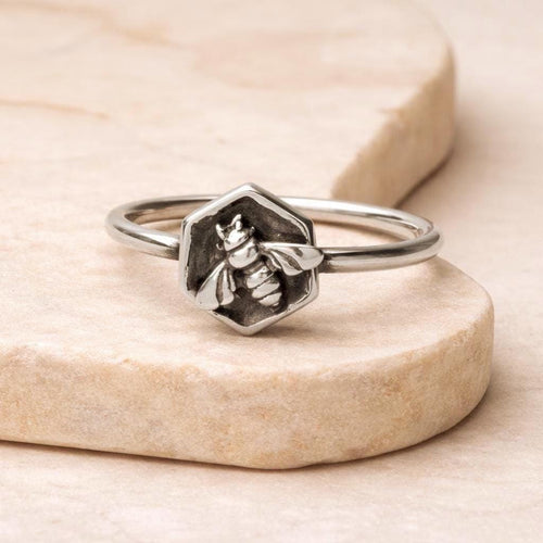 Handcrafted in Peru: 950 Fine Sterling Silver Bee Honeycomb Ring, Peruvian Artisan Jewelry