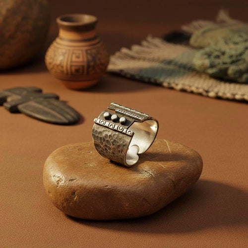 Handcrafted in Peru - 950 Fine Sterling Silver Wide Band Ring