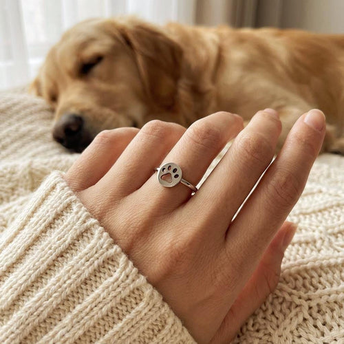 Handcrafted in Peru: 950 Fine Sterling Silver Paw Print Ring. Animal Lover Jewelry