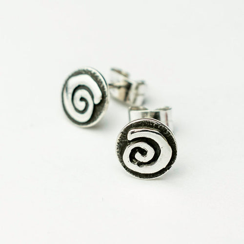 Handcrafted in Peru - 950 Fine Sterling Silver, Spiral Stud Earrings: Peruvian Jewelry