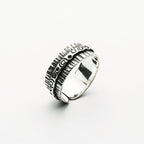 Handcrafted in Peru: 950 Fine Sterling Silver Wide Band Ring, Oxidized Design