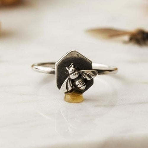 Handcrafted in Peru: 950 Fine Sterling Silver Bee Honeycomb Ring, Peruvian Artisan Jewelry