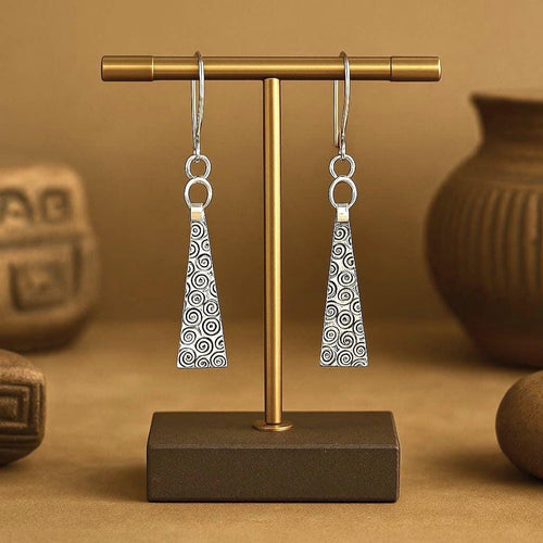 Handcrafted in Peru, 950 Fine Silver, Spiral Drop Earrings (3.3 g, 5.0 cm)