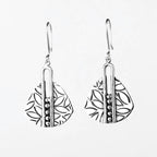 Handcrafted in Peru, 950 Fine Silver, Leaf Design Dangle Earrings (7.60gr, 5 cm)