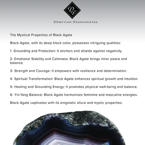 Handcrafted in Peru - 950 Fine Sterling Silver and Black Agate Bracelet - Peruvian Jewelry