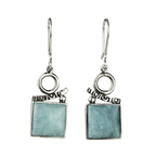 Long Square Sterling Silver Dangle Earrings - Made in Peru