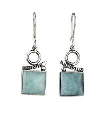 Long Square Sterling Silver Dangle Earrings - Made in Peru