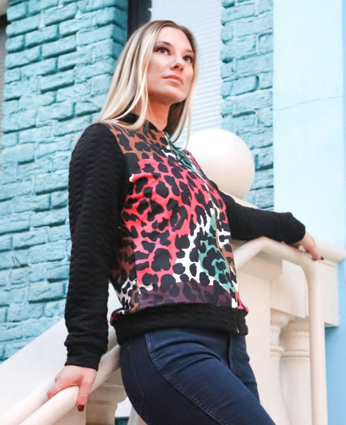 Leopard Luxe -  Collared Graphic Jacket - Made in Peru