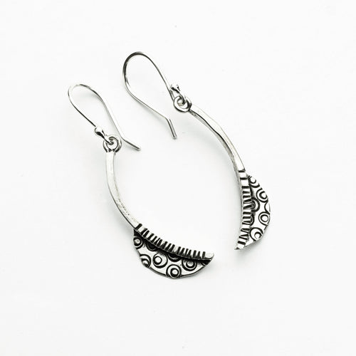 Circle Leaf Sterling Silver Earrings - Made in Peru