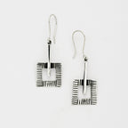 Long Square Sterling Silver Dangle Earrings - Made in Peru