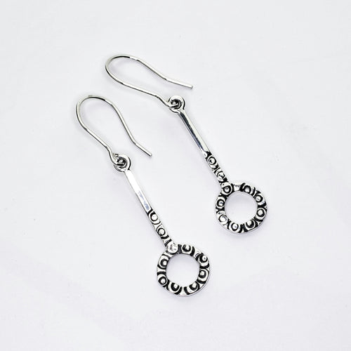 Circular Sterling Silver Dangle Earrings - Made in Peru