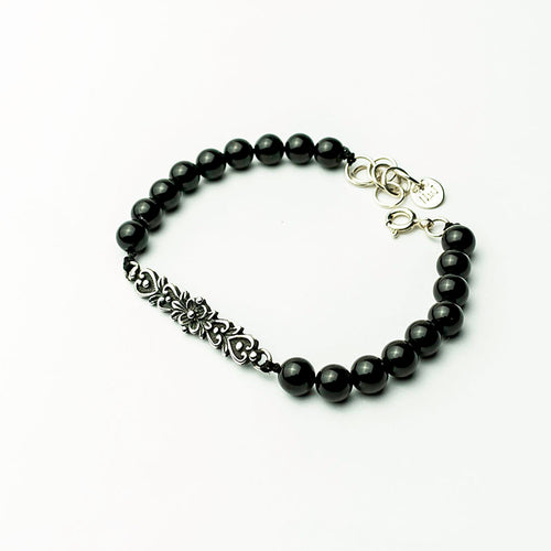 Black Agate Love Flower Bracelet - Made in Peru