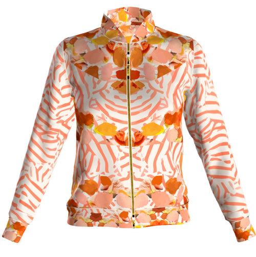 Front of Sunset Petals Collared Graphic Jacket made in Peru | Peruvian Graphic Jacket