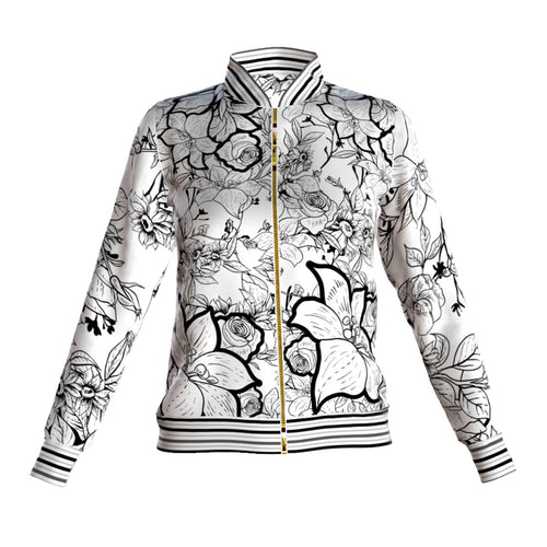 Front of Monochrome Lily Collared Graphic Jacket made in Peru | Peruvian Graphic Jacket