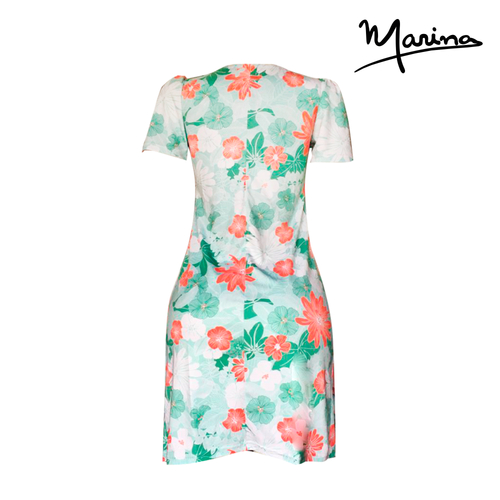 Green Floral Pima Cotton Short Sleeve Dress by Marina