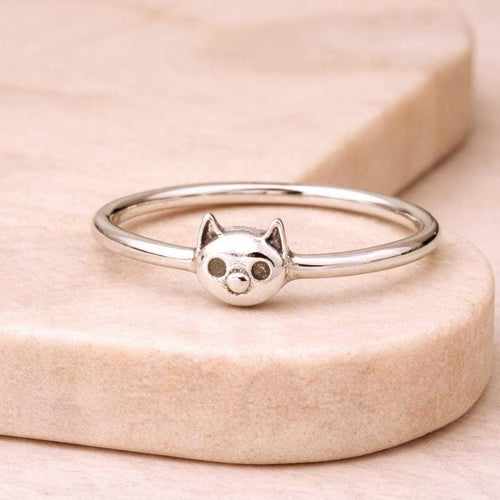 Handcrafted in Peru: 950 Fine Sterling Silver Cat Face Ring, Peruvian Jewelry