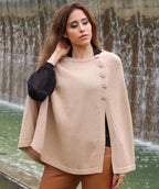 100% Baby Alpaca Knit Cape – Button Detail, Made in Peru