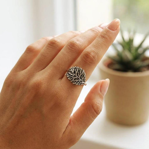 Handcrafted in Peru: 950 Fine Sterling Silver Leaf Ring, Peruvian Artisan Jewelry