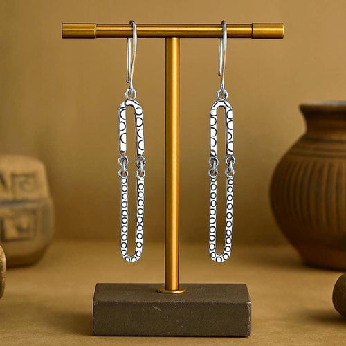 Handcrafted in Peru, 950 Fine Silver, Long Dangle Earrings (5.30 gr, 6.0 cm)