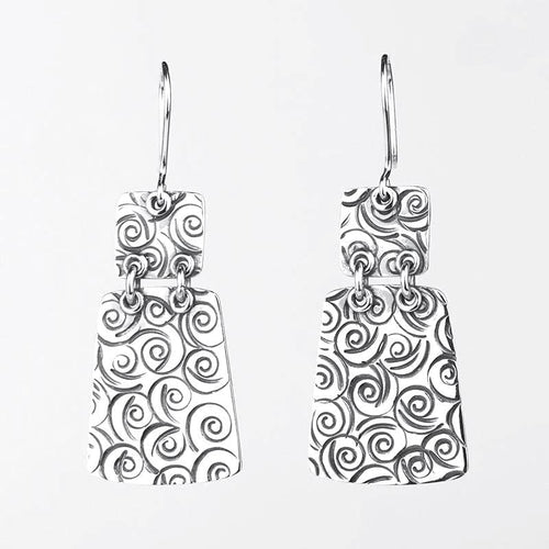 Handcrafted in Peru, 950 Fine Silver, Double-Panel Spiral Earrings (9.8gr 5 cm)