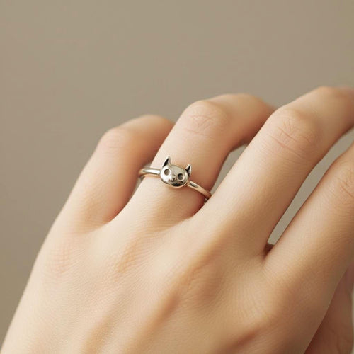 Handcrafted in Peru: 950 Fine Sterling Silver Cat Face Ring, Peruvian Jewelry