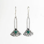 Handcrafted in Peru - 950 Fine Silver Geometric Earrings with Chrysocolla