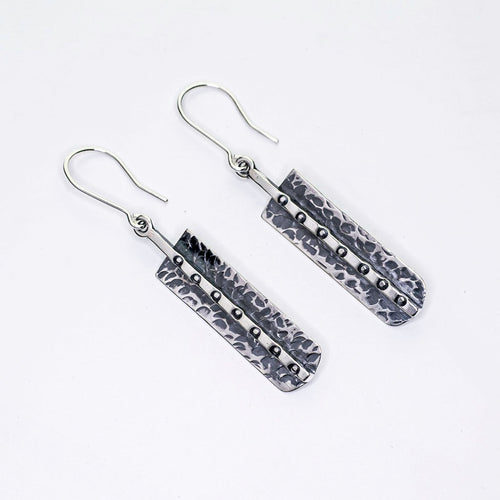 950 Fine Sterling Silver, , Handcrafted Oxidized Dangle Earrings: Peruvian Jewelry